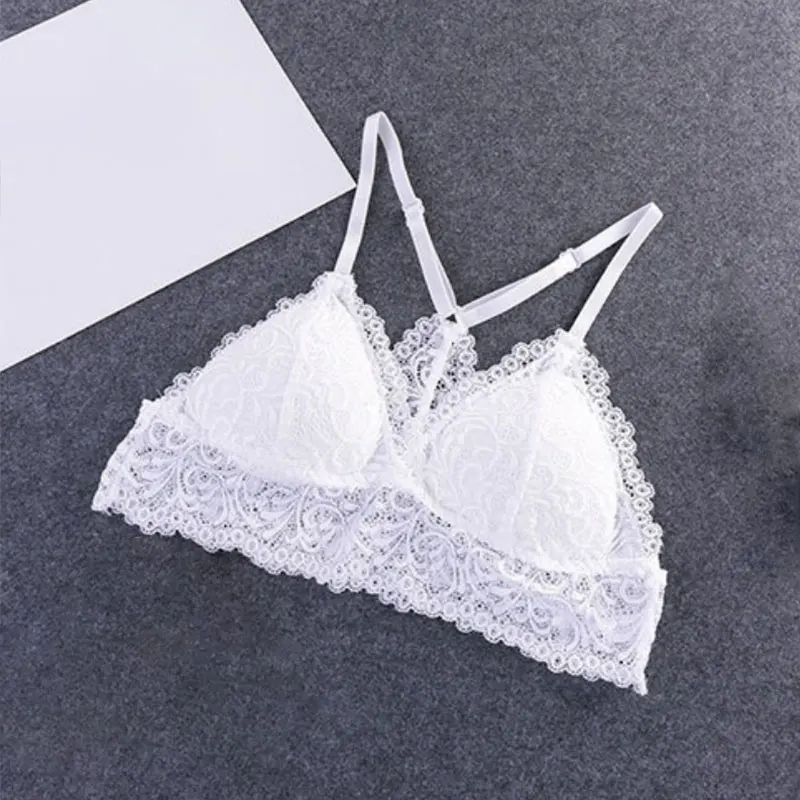 Blinvas Bra Wire Free Bras For Women Thin Cotton Lace Black White Y
