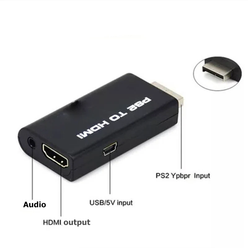 Rankman PS2 to HDMI AV Converter Adapter with 3.5mm Audio Output Support 480i 576i 480P for PS2 Display Modes 