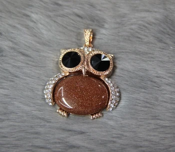 

Animal Owl Glare Gem Stone Drop Statement Necklaces Pendants Gold Sand Crystal Gems Jewelry for Women Accessories 2015