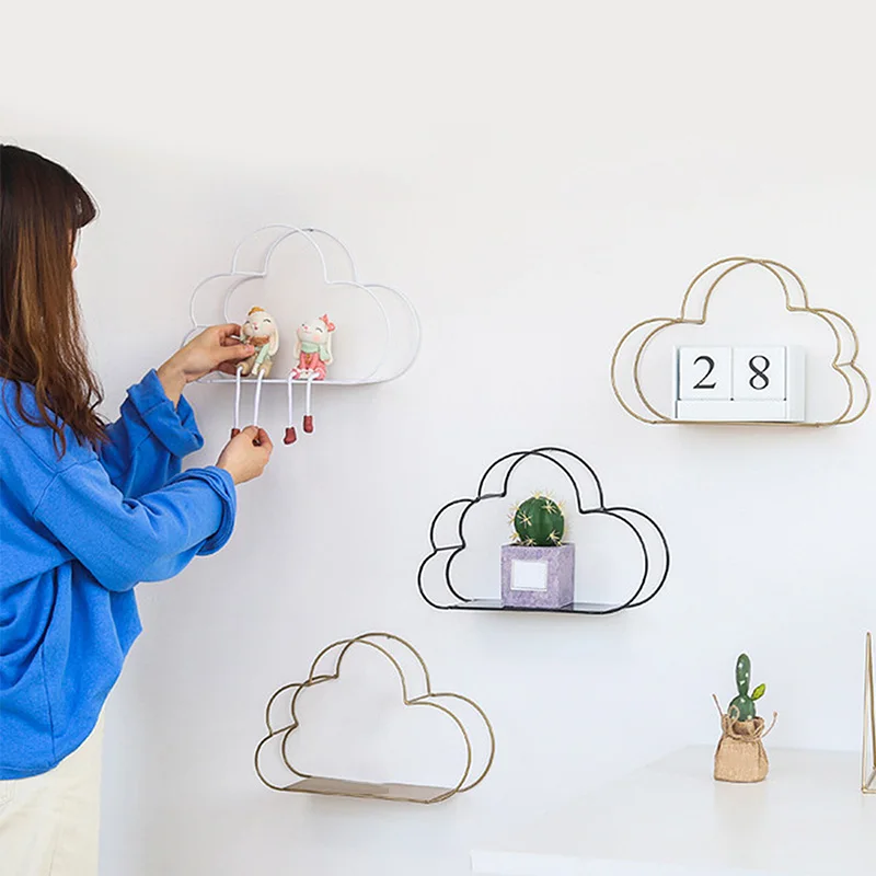 

Nordic Style Cloud Design Shelf Potted Ornament Storage Holder Rack Shelves for Home Living Room Wall Decoration