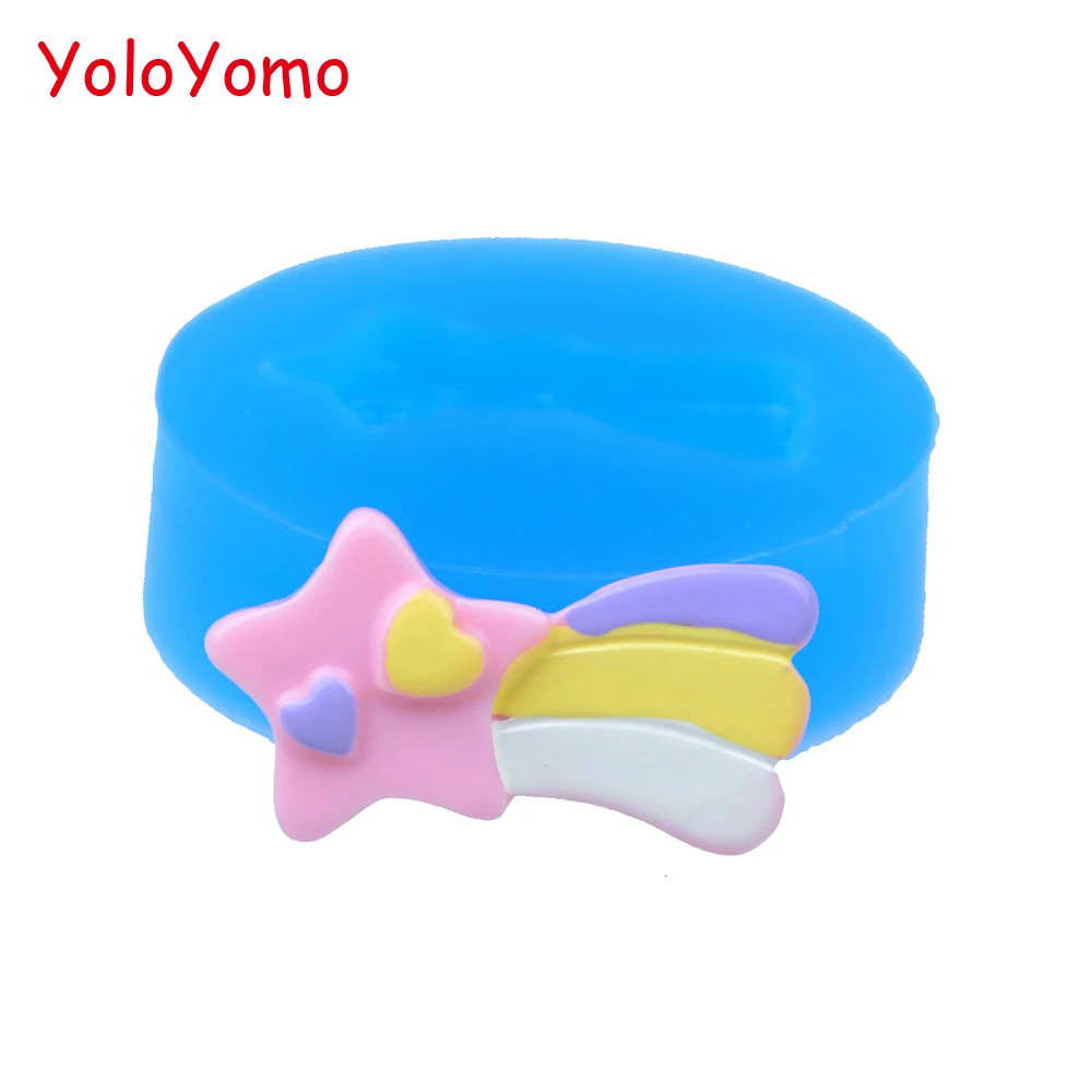 

P552YL 28.3mm Shooting Star Silicone Mold - Cookie Biscuit, Fondant, Cake Decorating Craft, Cotton Candy Making, Resin Clay Mold