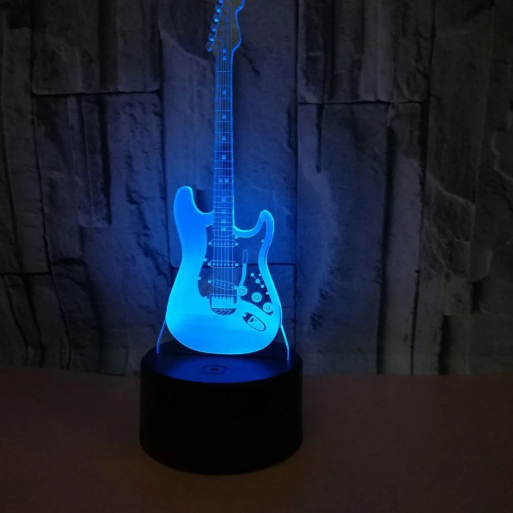 Гитара 3D ночник креативный 3 D лампа визуальное освещение для украшения комнаты рождественский подарок, новинка для малышей