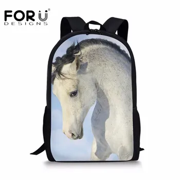 

FORUDESIGNS Animal Printing Travel Men Backpack Crazy 3D Horse Kids Boys Casual Bagpack Primary Students School Bag Men's Bags