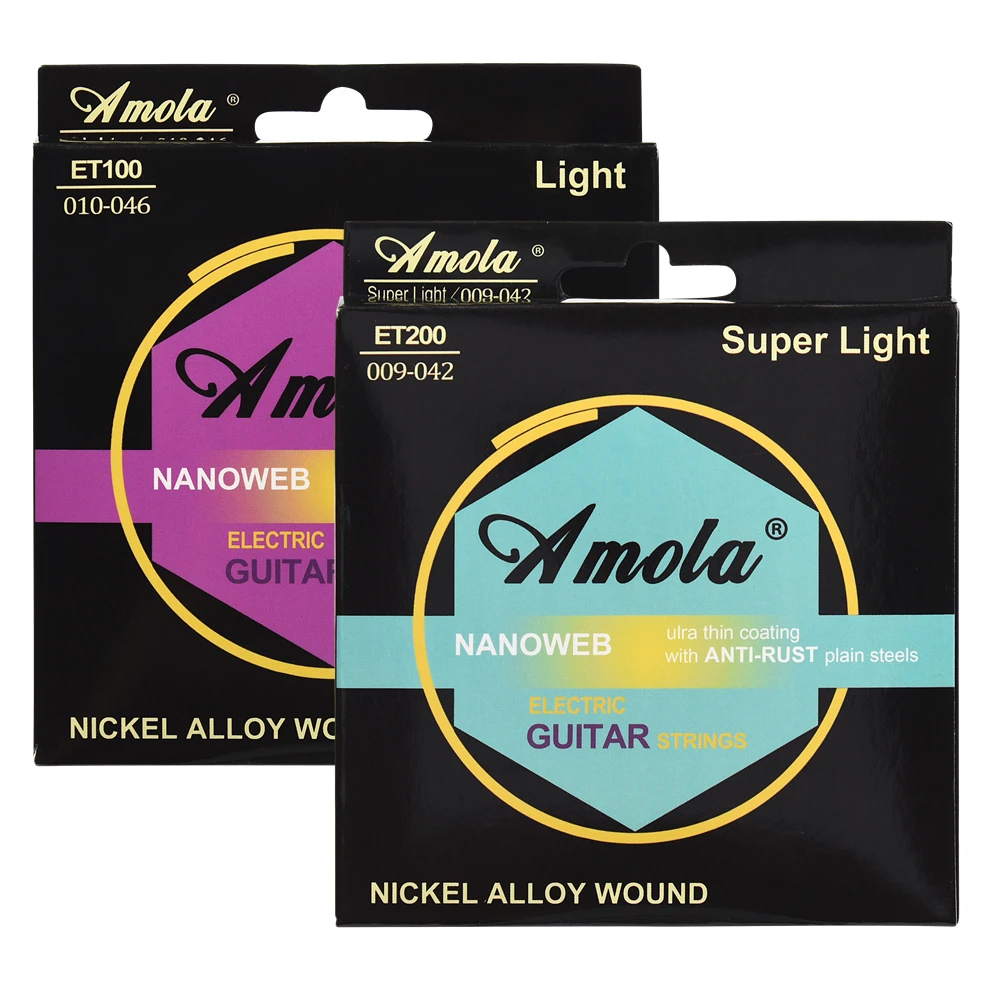 

Amola Electric Guitar Strings Set 009 010 Super Light NANOWEB Brilliant Tone Round Wound Ulra 09/10 Electric Guitar String