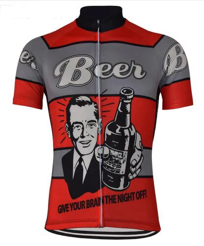 Пивная велосипедная Джерси мужские велосипедные топы Летняя велосипедная одежда с коротким рукавом ropa de ciclismo можно настроить красный Забавный трикотаж