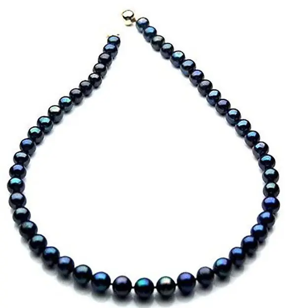 

8-9mm natural Japanese seas black pearl necklace 18inch (9.13)