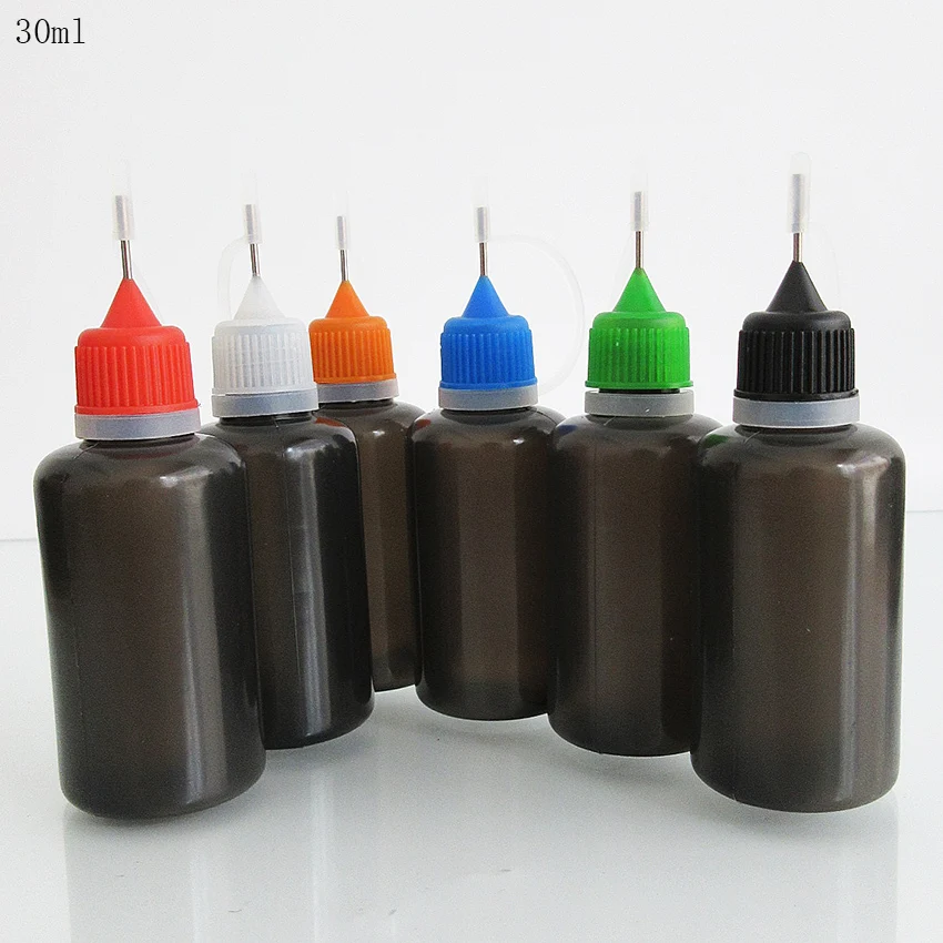 

10pcs Empty Dropper Refillable Bottle,PE 30ML Squeeze Bottle with Metal Need Tip,Plastic Bottle for Eletronic Cigarette Oil