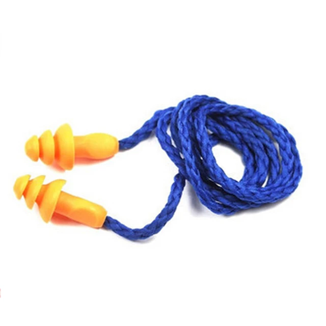 Hot Sale 10Pcs Soft Silicone Corded Ear Plugs ears Protector Reusable Hearing Protection Noise Reduction Earplugs Earmuff Sleep