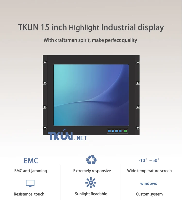 TKUN15 дюймов сопротивление Выделите 1024*768 открытый Солнечный свет видимые промышленные дисплеи Подвесной Настенный TK1500-A