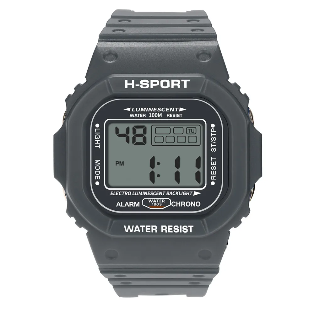 Роскошные часы мужские цифровые военные электронные спортивные часы светодиодный водонепроницаемый Saat relogio masculino montre reloj relogio Часы - Цвет: Gray