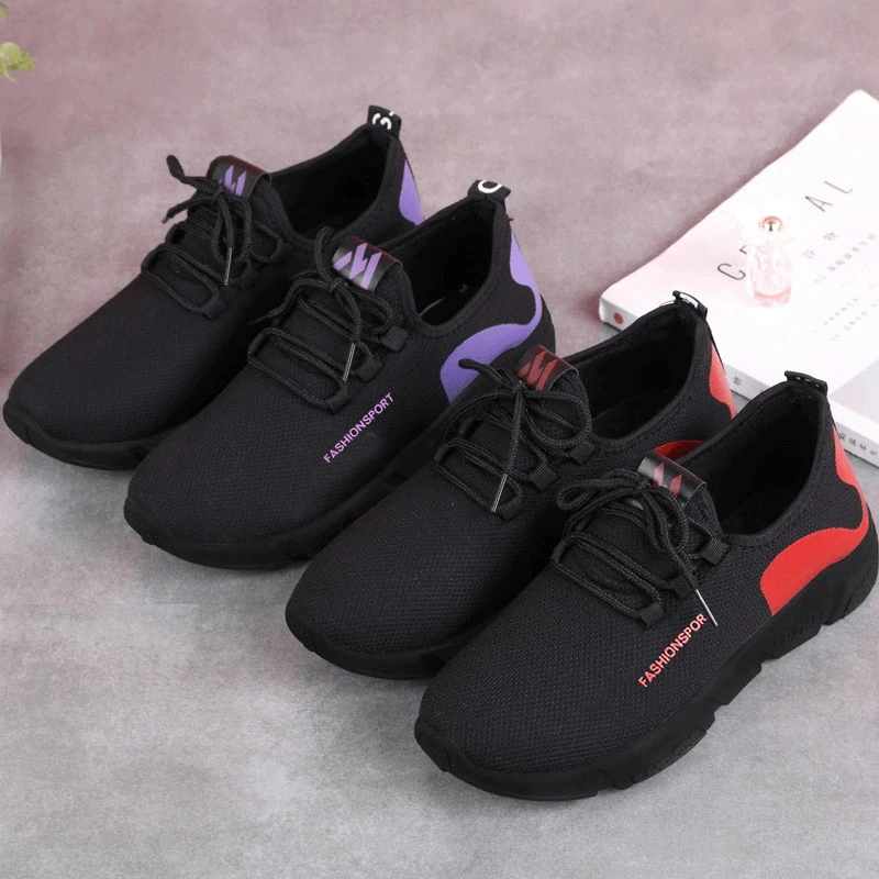 

Shoes Spring and Autumn Sports Shoes Comfortable Air-permeable Mesh Surface Female Students Running Shoes Leisure Shoes Single
