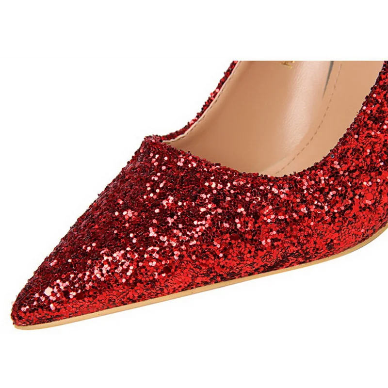 Шикарные женские туфли лодочки с блестками на очень высоком каблуке Scarpe Donna для