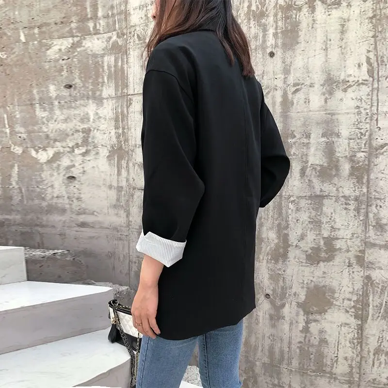 fashion Single button black blazer women Notched basic feminina top clothing female long sleeve casual Office ladies blazer 2019