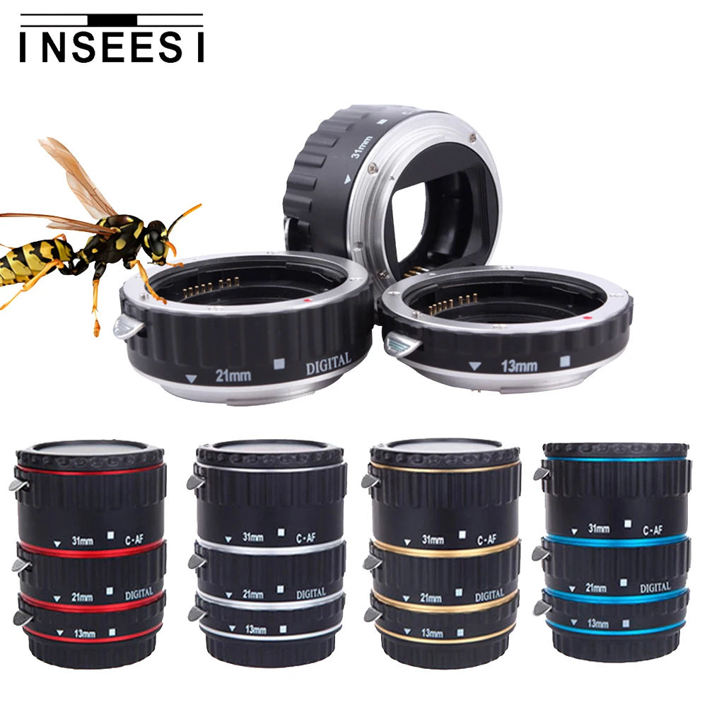 

Inseesi For Canon EOS EF-S Lens 1100D 60D 70D 550D 600D Cameras 5pcs Color Metal Mount Auto Focus AF Macro Extension Tube Ring