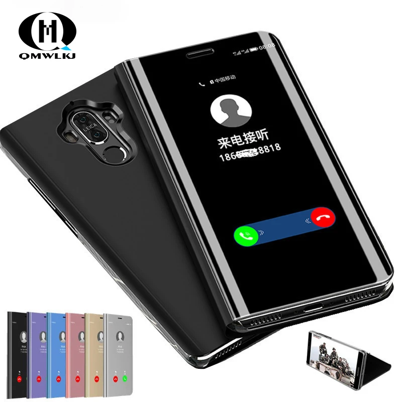 

Luxury Smart Mirror View Flip Leather Full Cover Case For Huawei Mate 8 9 10 P20 P30 Pro Lite honor 8A 8X Phone Shell Case