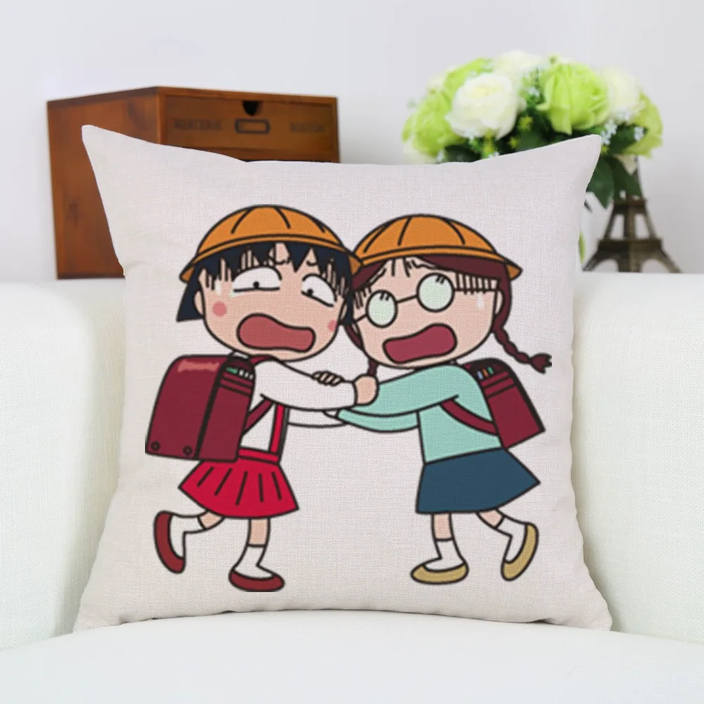 

Anime Chi-bi Maruko Tarako Cushion Cover 45x45cm Cartoon Pillow Cases Kids Gift Bedroom Sofa Decoration Cushion Case New Style 2