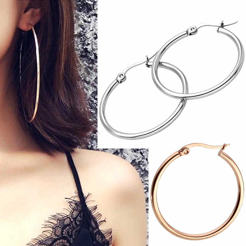 

Fashion Golden/Silvery Hoop Earrings Large Ring Big Circle Smooth Simple Exaggeration Personality Wild