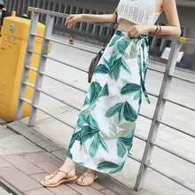 Летняя новая шифоновая цельная юбка с высокой талией, необычная и праздничная пляжная юбка для отдыха для женщин