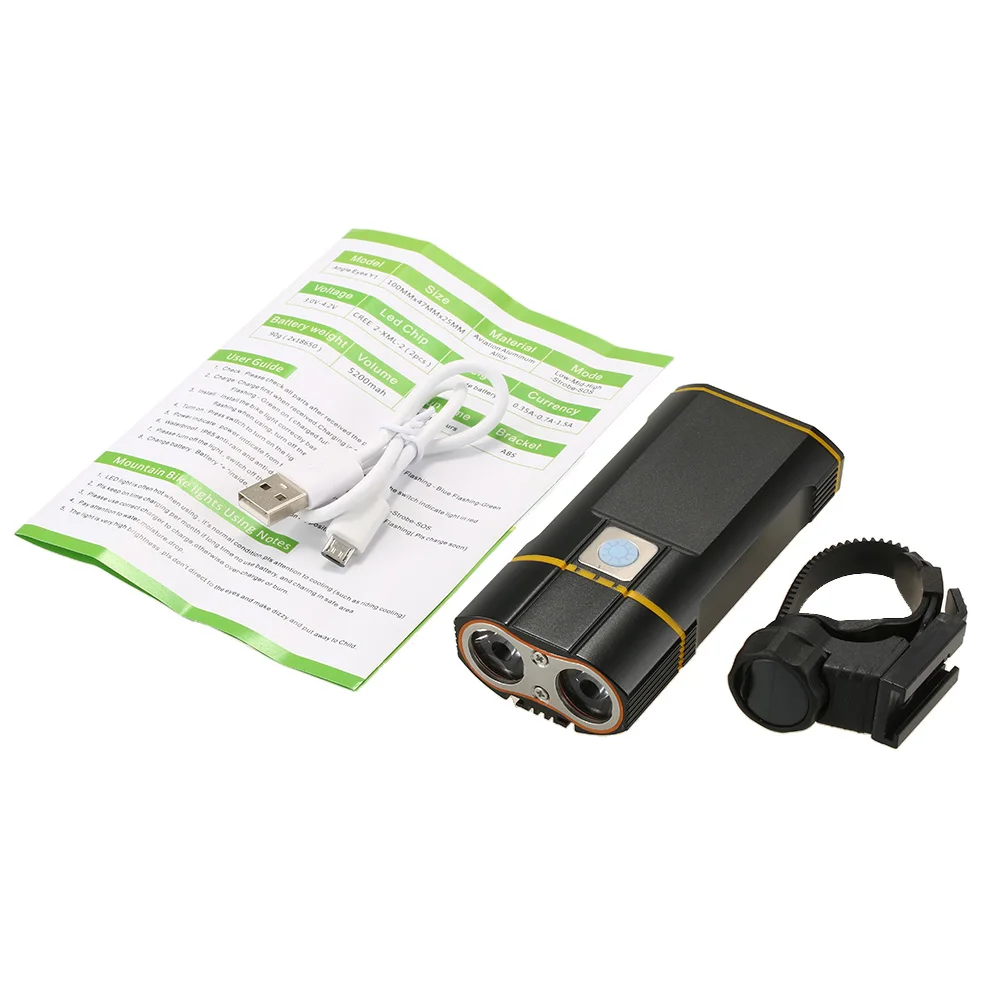 Discount USB Rechargeable Bike Light 800LM MTB Safety Flashlight LED Bicycle Front Handlebar Lights Luces+Mount Holder Cycle Accessories 6