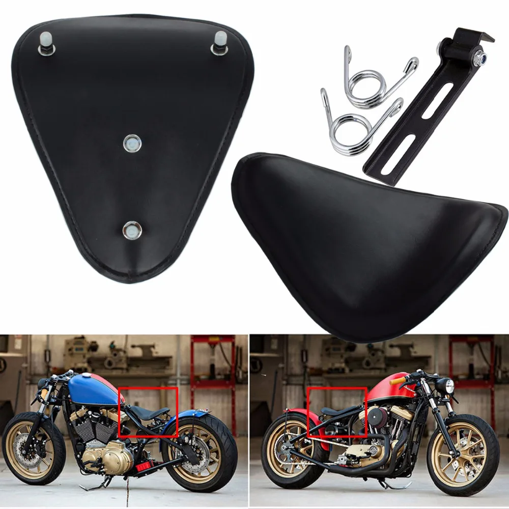 

Leather Motorcycle 3" Spring Solo Bracket Seat For Harley Chopper Bobber Custom FLSTC FLTRXSE FLTRU FLTRX Road Glide FLTR