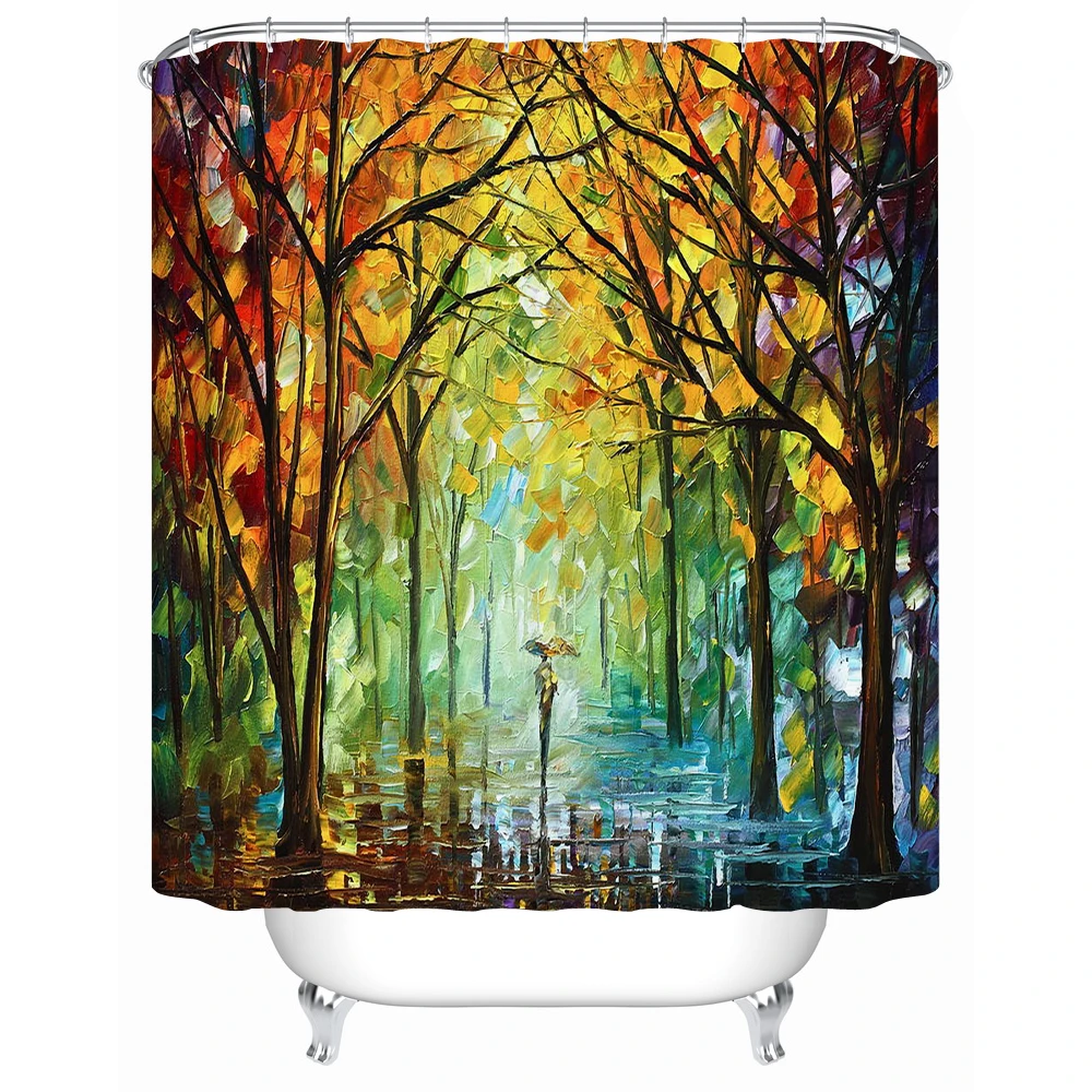 European Style Painting Tree Bathroom Accessories Waterproof Shower