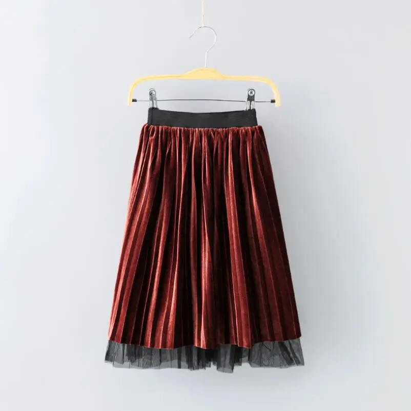 Детская одежда на весну-осень-зиму бархатная юбка Детская плиссированная юбка Детские школьные юбки для маленьких девочек JW6946