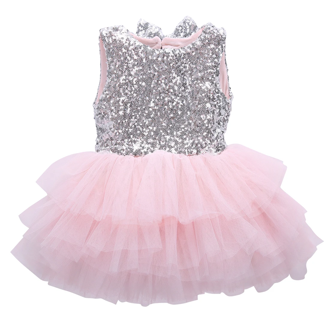 

Summer Fancy Kids Baby Girl Sequins Sleeveless Mesh Dress Christmas Bow Tie Party Bridesmaid Formal Girls Dresses Gown