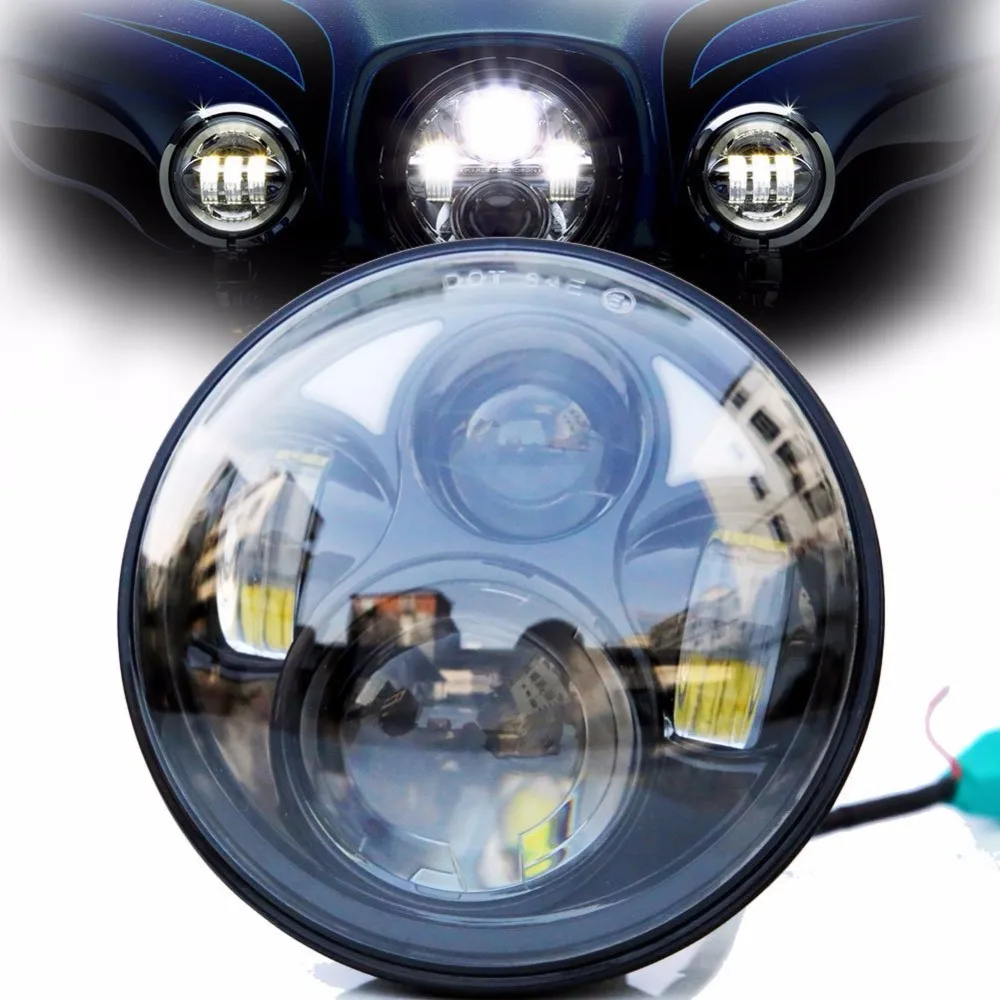 

Headlight 5-3/4" 5.75 Inch Motorcycle Projector Hi / Low HID LED Front Driving Headlamp Head Light for Harley davidson