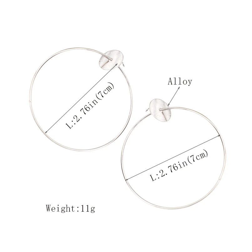 MANILAI 70mm Diameter Alloy Dangle Earrings For Women High Quality Circular Metal Statement Earrings Fashion Wholesale Jewelry