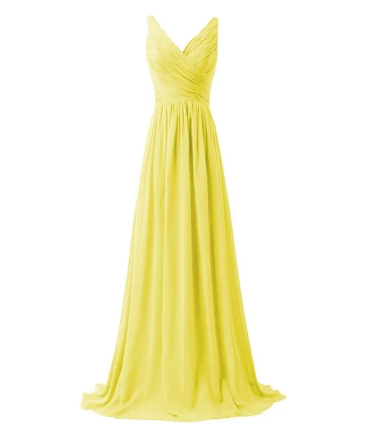 LLY1130T# V-neck спагетти Лямки длинные на шнуровке небесно-голубое для подружки невесты платья свадебное платье для выпускного вечера невесты Дамская мода - Цвет: Yellow