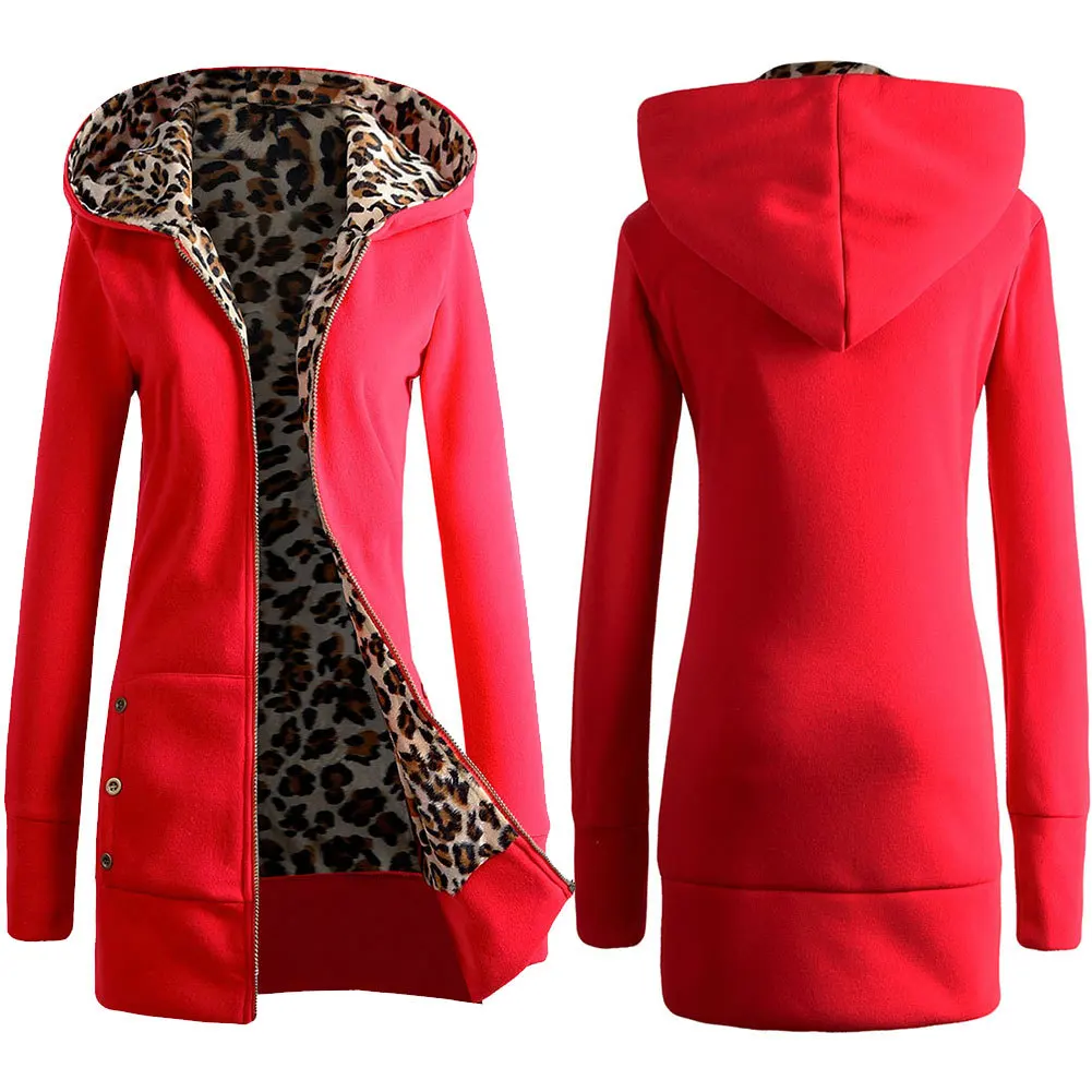 Женская зимняя Свободная куртка с капюшоном, утолщенная бархатная Толстовка с длинным рукавом, Леопардовый пуловер, женская теплая верхняя одежда