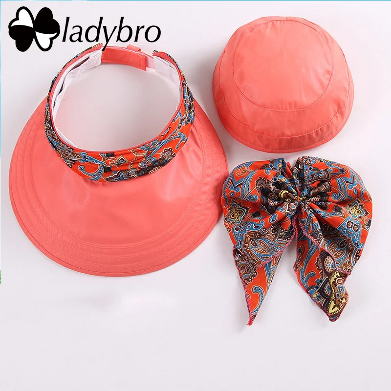 Ladybro الأزياء قبعة الشمس الصيف واسعة قبعة لها حواف للنساء قبعة شاطئ كاب أقنعة كاب سيدة متعددة طوي قبعة مرنة Femlae