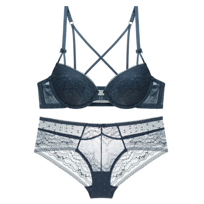 

YSANSCA 2019 Women's Underwear Set Y-line Straps Bra Sets Front Closure BRA + Hollow out Panties Lace Sexy BRA SETS Hot sell