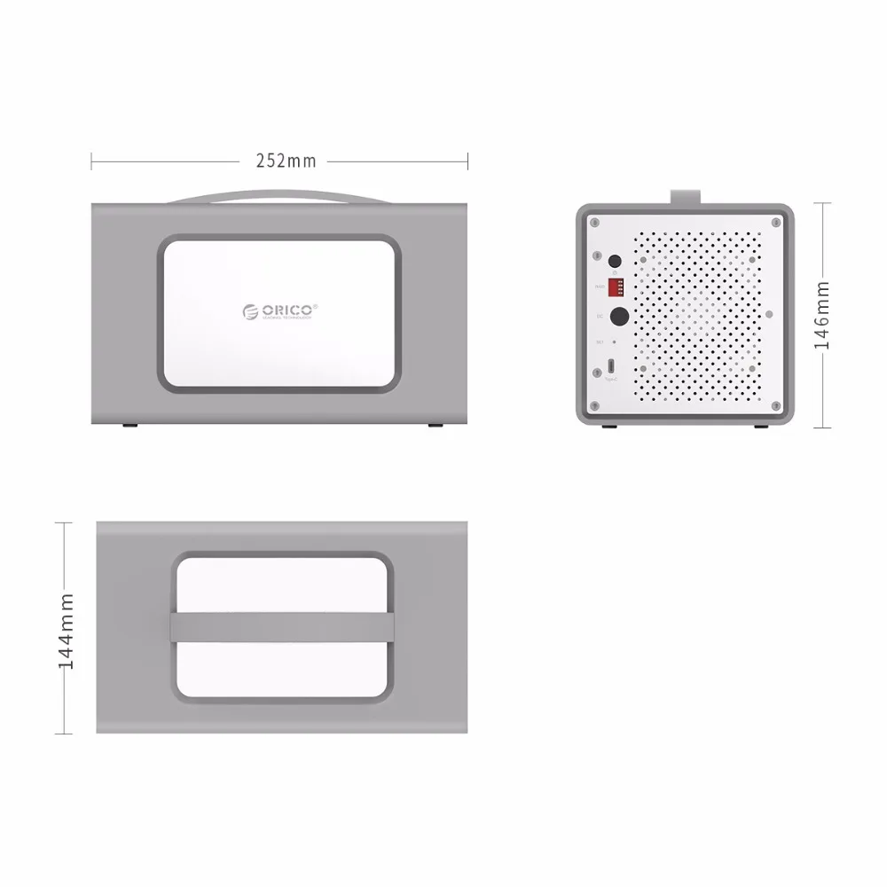ORICO 4 отсека алюминиевый сплав type-C корпус для жесткого диска с Raid и силиконовым покрытием поддержка 40 ТБ хранение 3,5 дюймов Чехол для жесткого диска