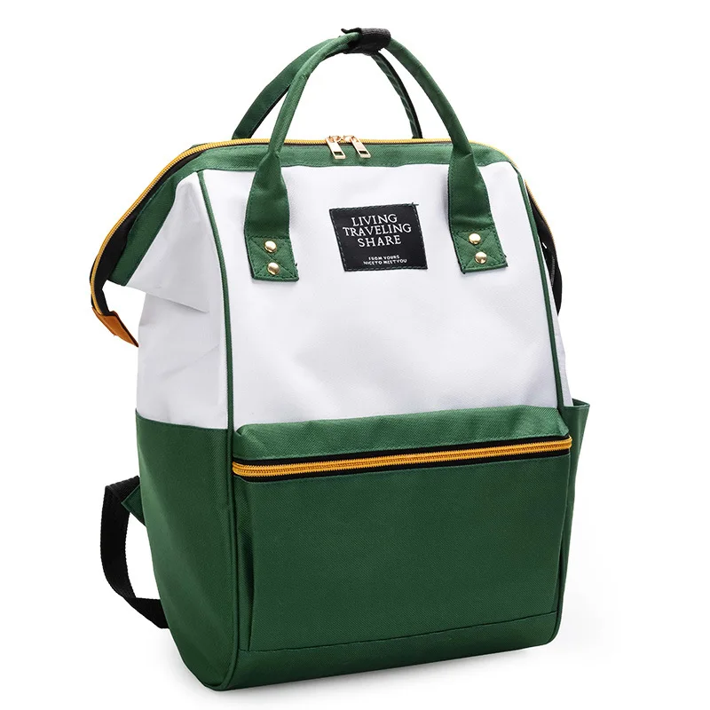 Модные парусиновые повседневные цветные рюкзаки для девочек и мальчиков, школьная сумка для студентов, женская сумка на плечо, Мужская Новая сумка, Большая вместительная сумка - Цвет: white-green