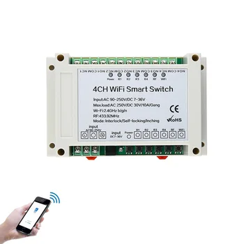 

Smart Home Switch kit 4CH WIFI Smart Switch Universal Wireless Remote RF Control Switch Receiver+Transmitter Kit AC220V,DC12V