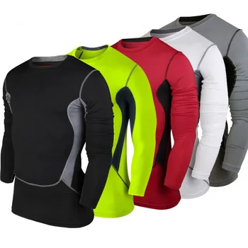 

Fitness Men Long Sleeve Basketball Running Sports T shirt Men Muscle Bodybuilding Gym Compression Tights Shirt S-XXXL