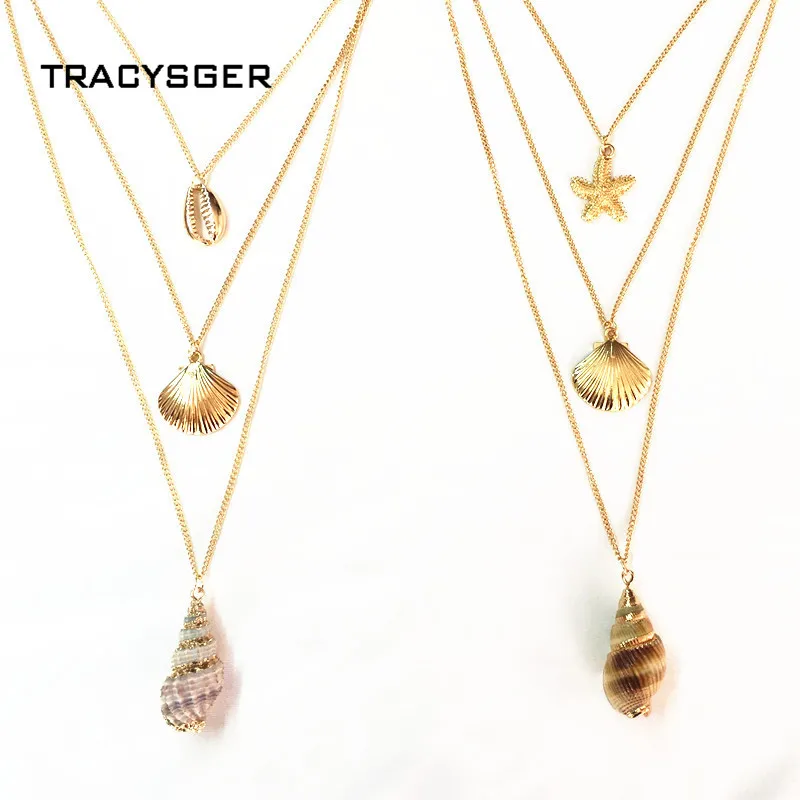 Многослойное ожерелье AG-84543 /TRACYSGER/nature cowry | Украшения и аксессуары