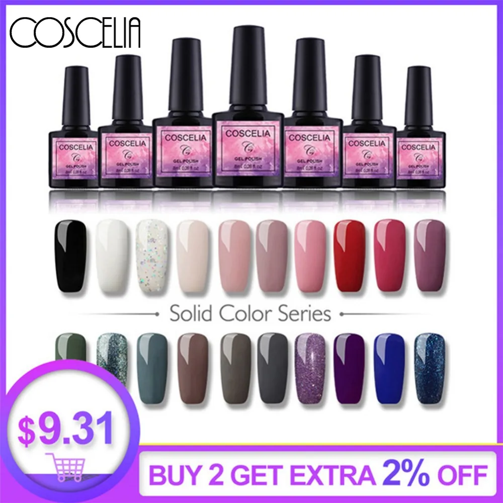 

COSCELIA 10pc Nail Gel Polish Set Semi Permanent Varnish Soak Off UV Gel Nail Polish Kit UV Gel For Nail Gellack Manicure Set