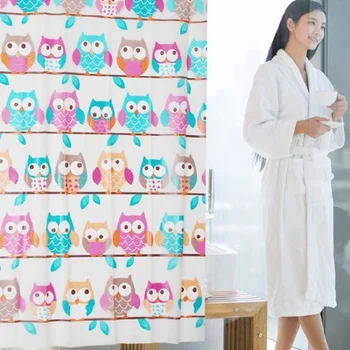 

Cute Owl 180x180cm Moldproof Waterproof EVA Fabric Bath Shower Curtain Thicken 12 Hooks Home Bathroom Decor Cartoon