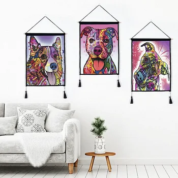 

Creative Hanging Painting for Dining Room Wall Decoration Modern Colorful Dog Design Digital Printing Paint Wall Art Pictures