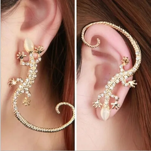 

New fashion personality temperament neutral couples punk opal lizard gecko alligator earrings ears hanging earrings