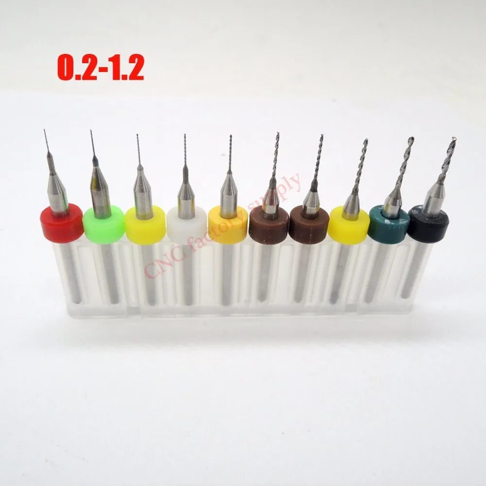 

Free shipping 10pcs/Set HighQuality Hard Alloy PCB Print Circuit Board Carbide Micro Drill Bits Tool 0.2 to 1.2mm for SMT CNC