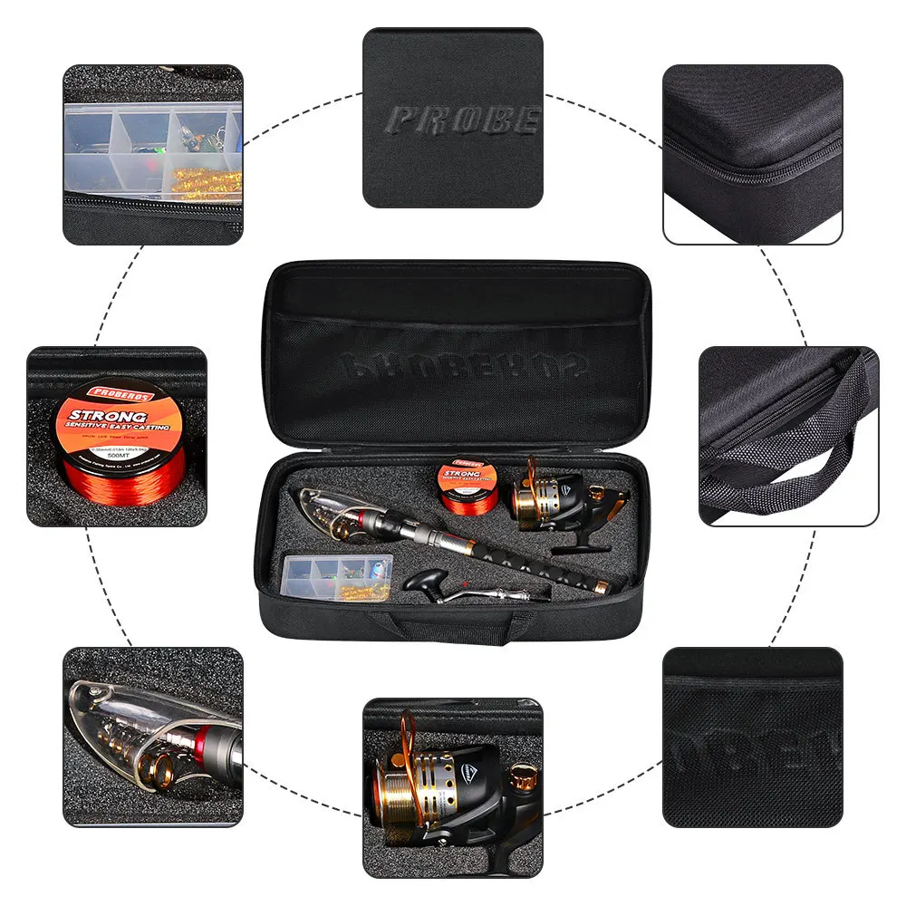 Телескопическая удочка комбо спиннинговая Рыболовная катушка полный комплект Шестерня полюс набор 500 м нейлоновая рыболовная леска приманки Крючки голова снасти