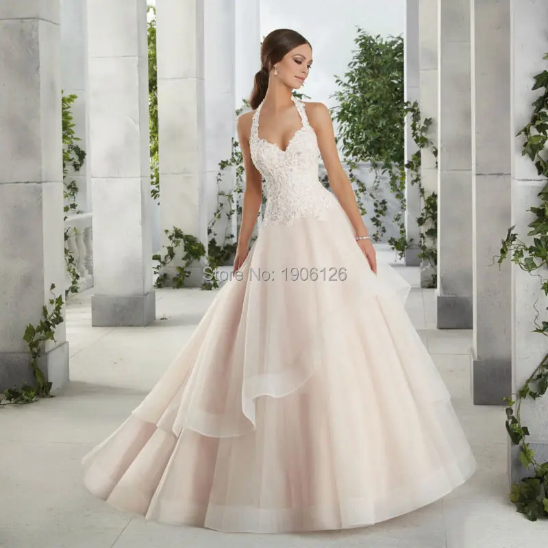 atado al cuello vestidos de novia más tamaño vestido de novia