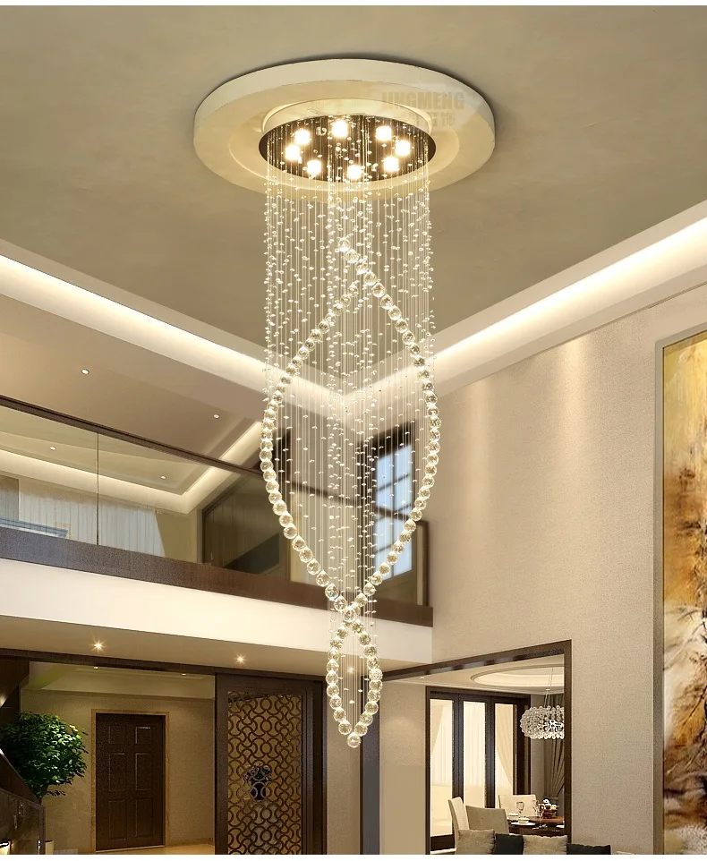 Светодиодный хрустальный подвесной светильник для гостиной, современный подвесной светильник для гостиничного зала, большие подвесные светильники для ресторанов