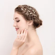 Gold Leaf Branch Bridal Hair Clip Handmade Wedding Headpiece Hair Accessories 2017