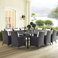 Прямая с фабрики уличная плетеная мебель 11 шт прямоугольный патио обеденный набор
