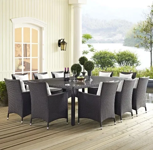 

2017 Factory direct sale Outdoor Wicker Furniture 11 Piece Rectangular Patio Dining Set