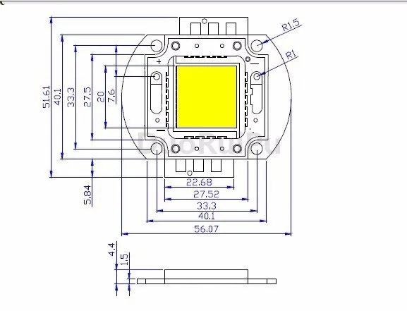 10 Вт/20 Вт/30 Вт/50 Вт/100 Вт UV365nm высокой мощности светодиодный COB Чип лампы фиолетовый прожекторы 365-370nm 45mil 1 шт